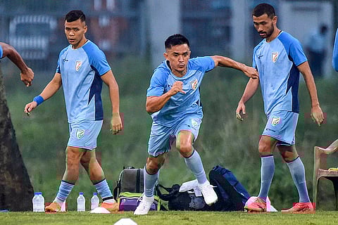 Indian football team training session in Kolkata